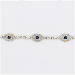 10k Gold Diamond 3 Evil Eye Tennis Illusion Bracelet - 20224