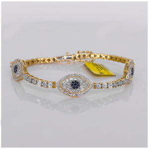 10k Gold Diamond 3 Evil Eye Tennis Illusion Bracelet - 20224