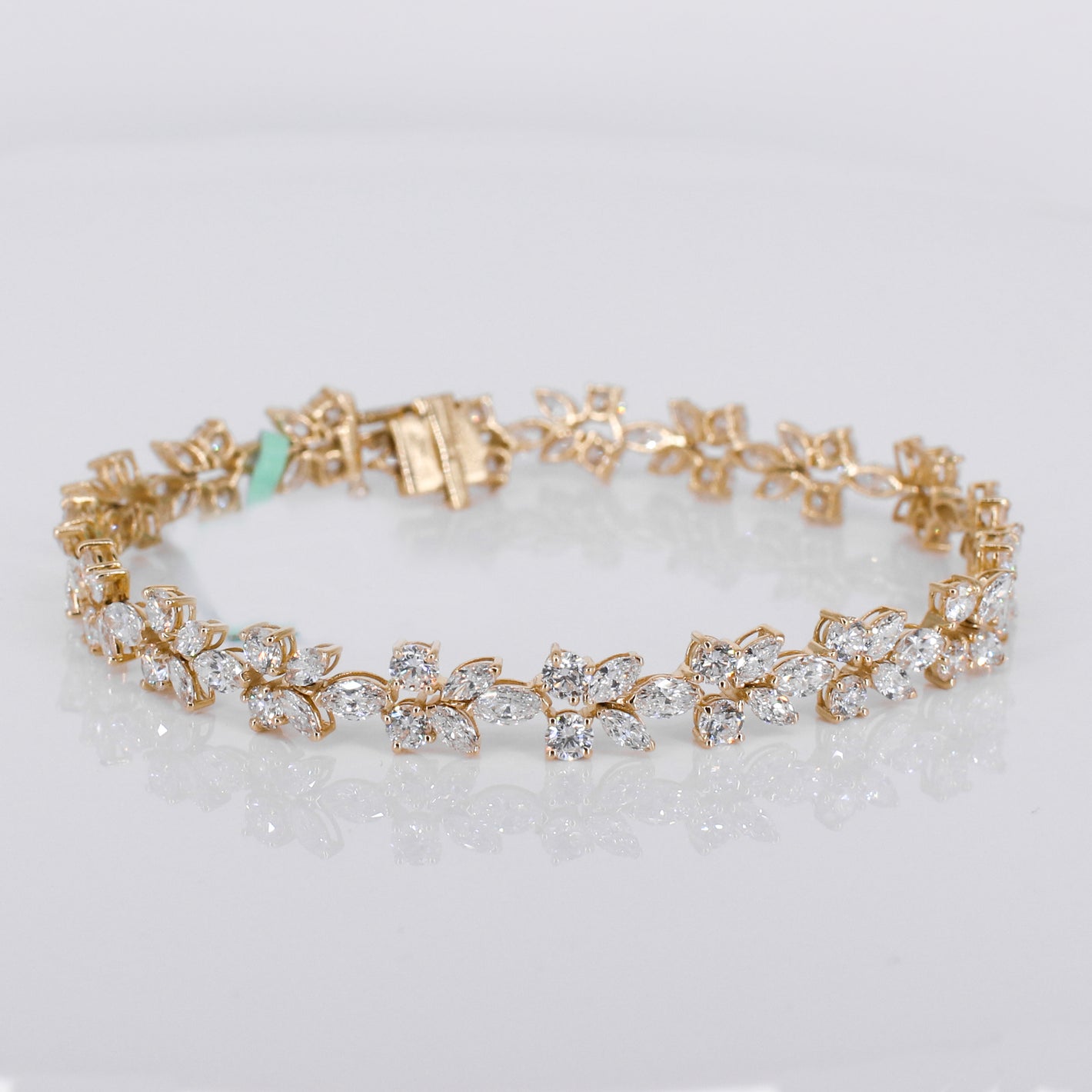 14k Solid Gold Lab Diamond Leaf Bracelet - 20210