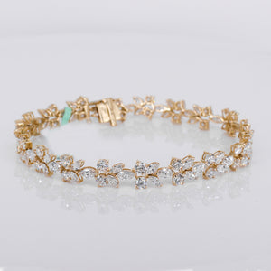 14k Solid Gold Lab Diamond Leaf Bracelet - 20210