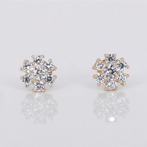 14k Solid Gold 7mm Lab Diamond Flower Earrings - 50308