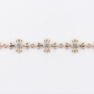 14k Solid Gold Diamond Cross Bracelet - 20236