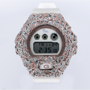 Diamond G-Shock DW-6900 Custom Glacier Bezel - White Band  - 40089