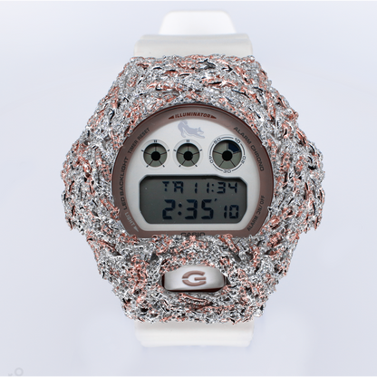 Diamond G-Shock DW-6900 Custom Glacier Bezel - White Band  - 40089