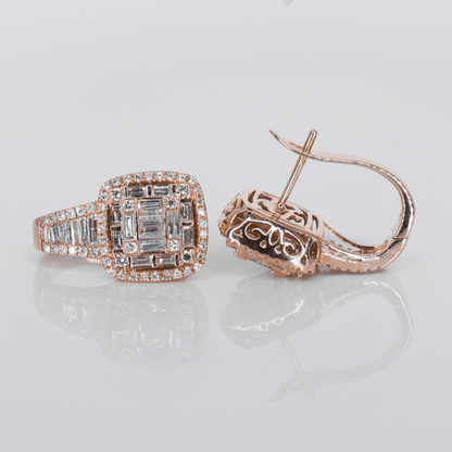 14k Solid Gold VS1 Diamond Huggie Earrings - 50307