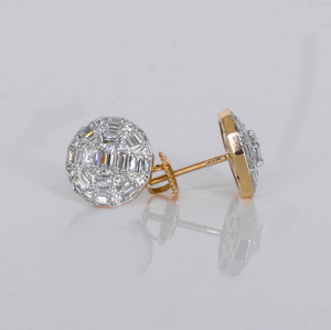 14k Solid Gold 11mm Lab Diamond Baguette Earrings - 50321