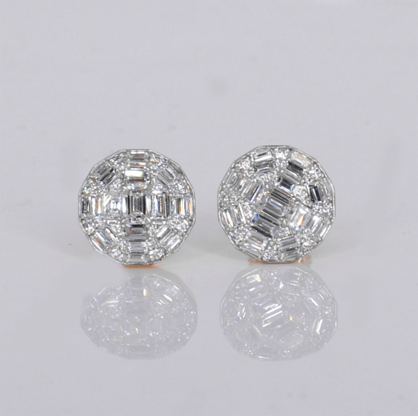 14k Solid Gold 11mm Lab Diamond Baguette Earrings - 50321