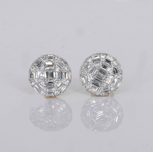 14k Solid Gold 11mm Lab Diamond Baguette Earrings - 50321