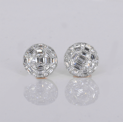 14k Solid Gold 11mm Lab Diamond Baguette Earrings - 50321