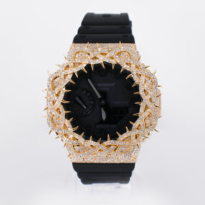 Diamond G-Shock DW-6900 Custom Thorn Bezel - Black Band  - 40086