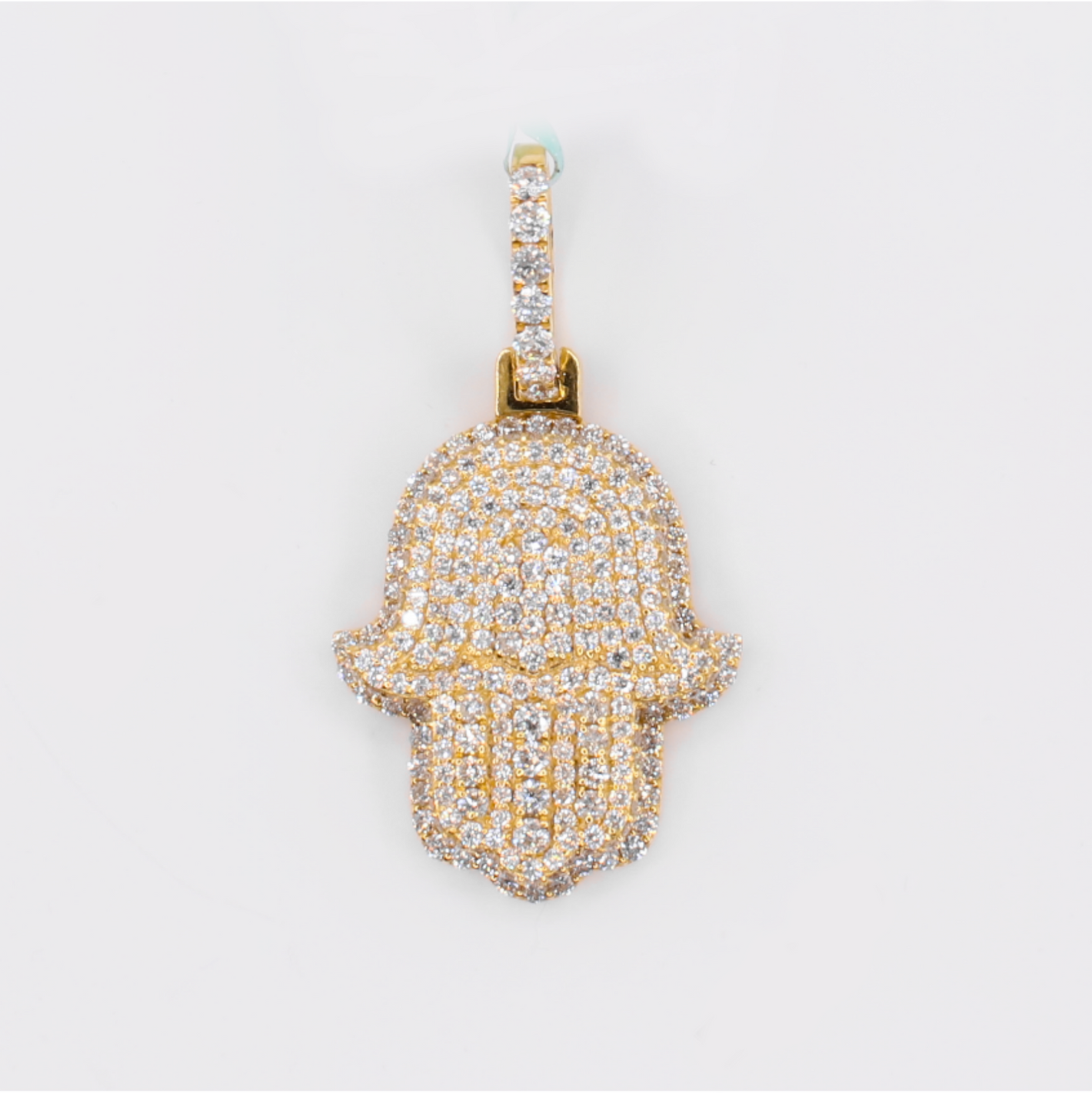 14k Solid Gold Diamond Hamsa Pendant - 60608