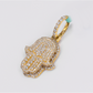 14k Solid Gold Diamond Hamsa Pendant - 60608