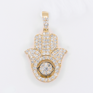 18k Gold Diamond Hamsa Pendant - 60639