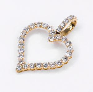 10k Solid Yellow Gold Lab Diamond Heart Pendant - 60564
