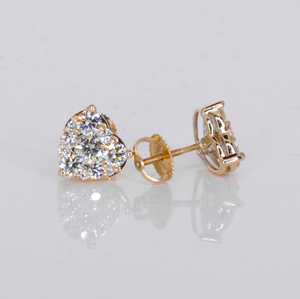 14k Solid Gold 9mm Lab Diamond Heart Earrings - 50318