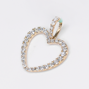 14k Solid Yellow Gold Lab VS Diamond Heart Pendant - 60582