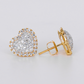 10k Solid Gold 12mm Lab Diamond Heart Earrings - 50333