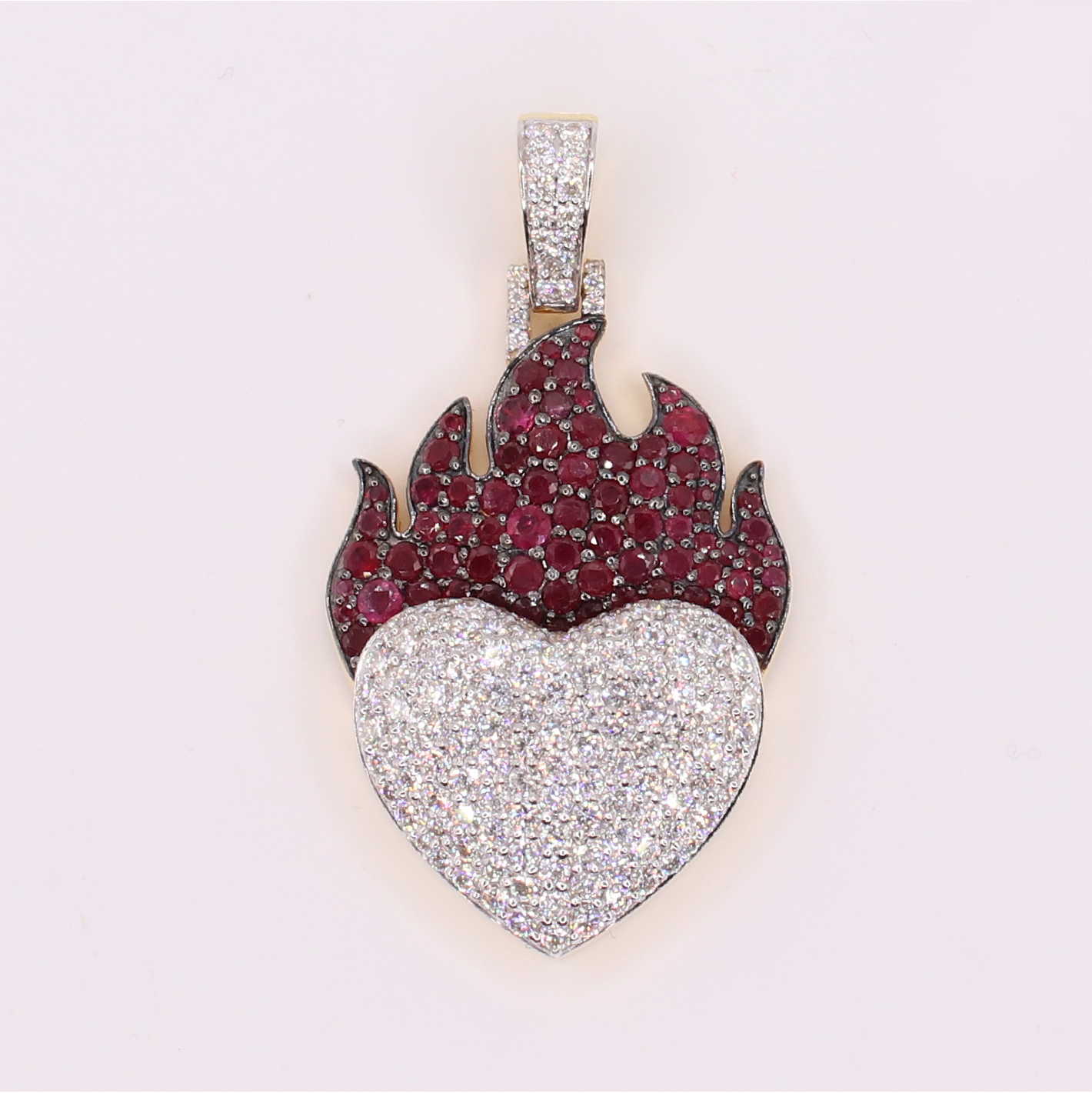 10k Gold Lab Diamond Burning Heart Pendant - 60616