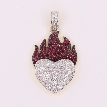 10k Gold Lab Diamond Burning Heart Pendant - 60616