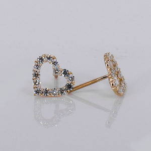 14k Solid Gold Lab Diamond Heart Earrings -50290