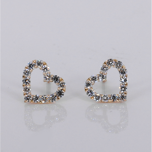 14k Solid Gold Lab Diamond Heart Earrings -50290