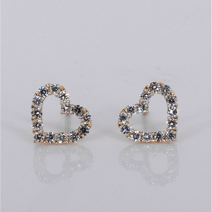 14k Solid Gold Lab Diamond Heart Earrings -50290