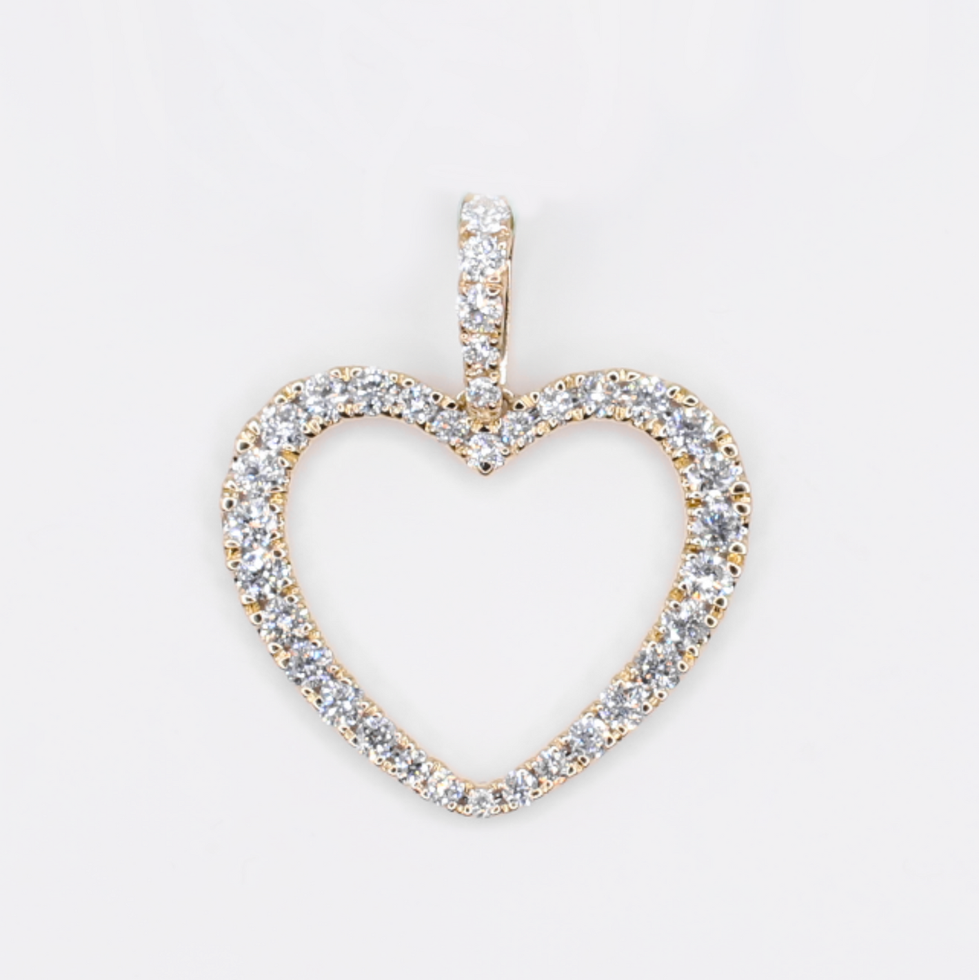 14k Solid Yellow Gold Lab VS Diamond Heart Pendant - 60582