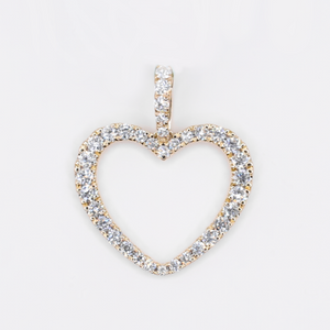 14k Solid Yellow Gold Lab VS Diamond Heart Pendant - 60582