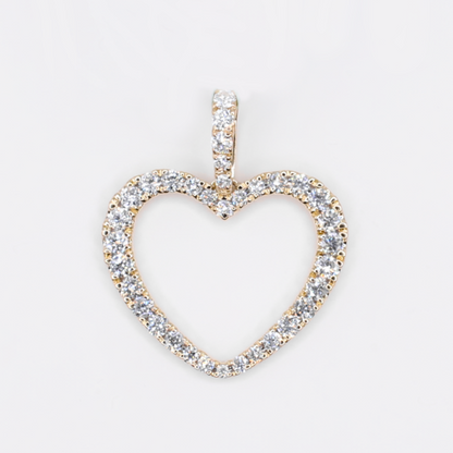 14k Solid Yellow Gold Lab VS Diamond Heart Pendant - 60582