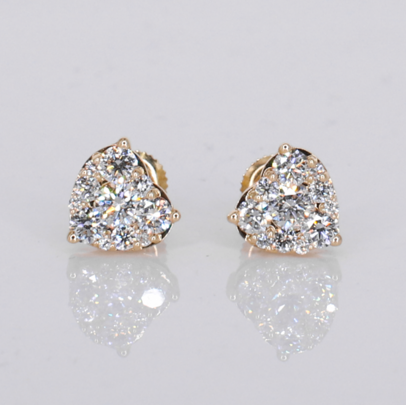 14k Solid Gold 9mm Lab Diamond Heart Earrings - 50318