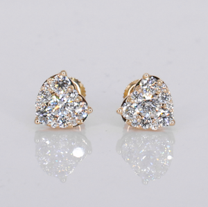14k Solid Gold 9mm Lab Diamond Heart Earrings - 50318