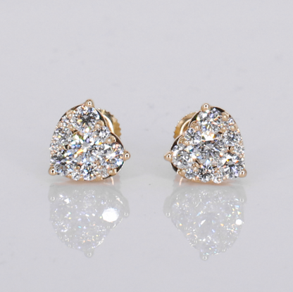 14k Solid Gold 9mm Lab Diamond Heart Earrings - 50318