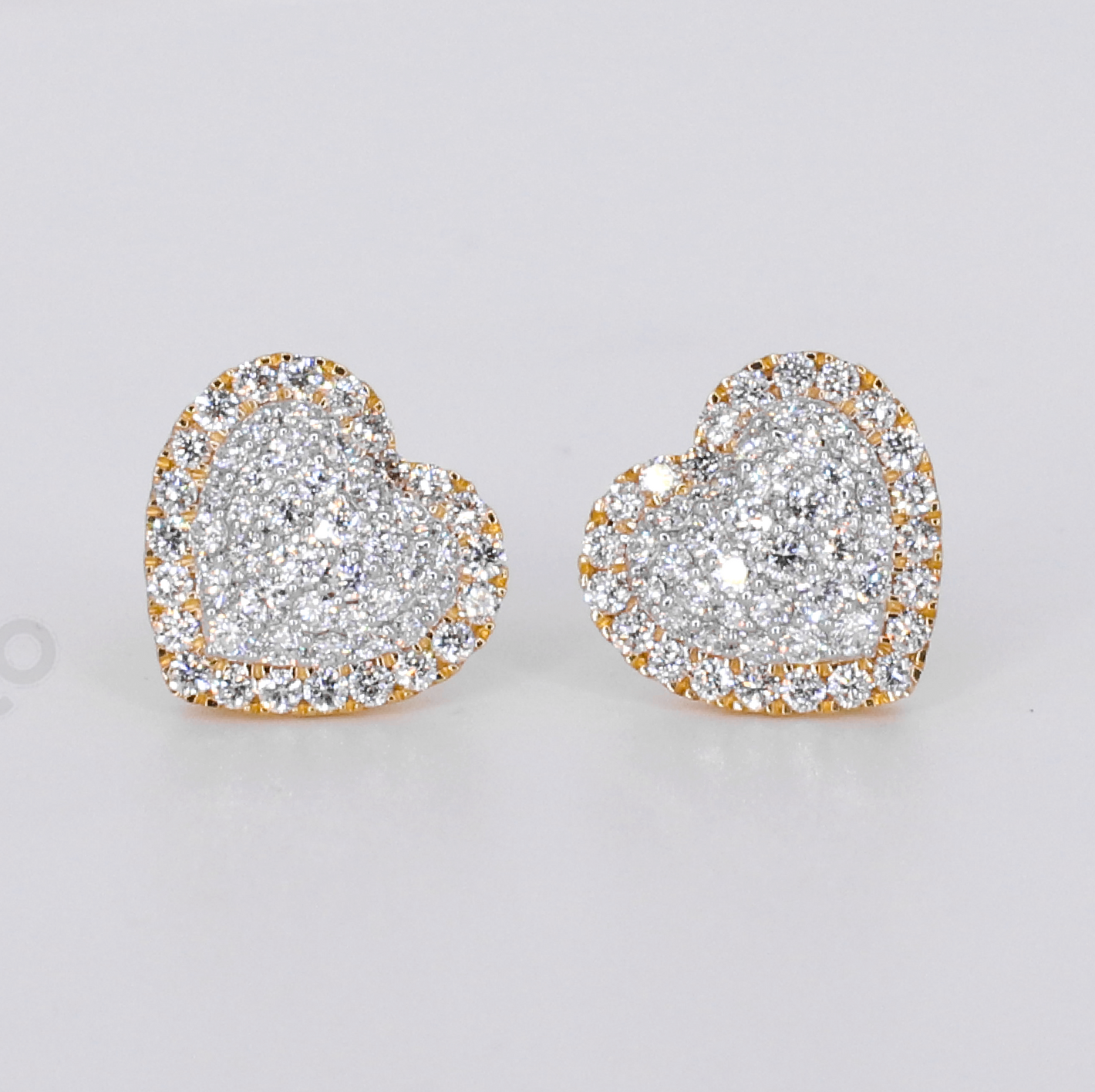 10k Solid Gold 12mm Lab Diamond Heart Earrings - 50333