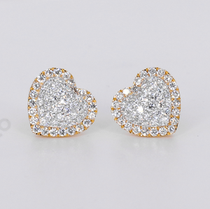 10k Solid Gold 12mm Lab Diamond Heart Earrings - 50333