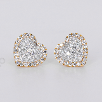 10k Solid Gold 12mm Lab Diamond Heart Earrings - 50333