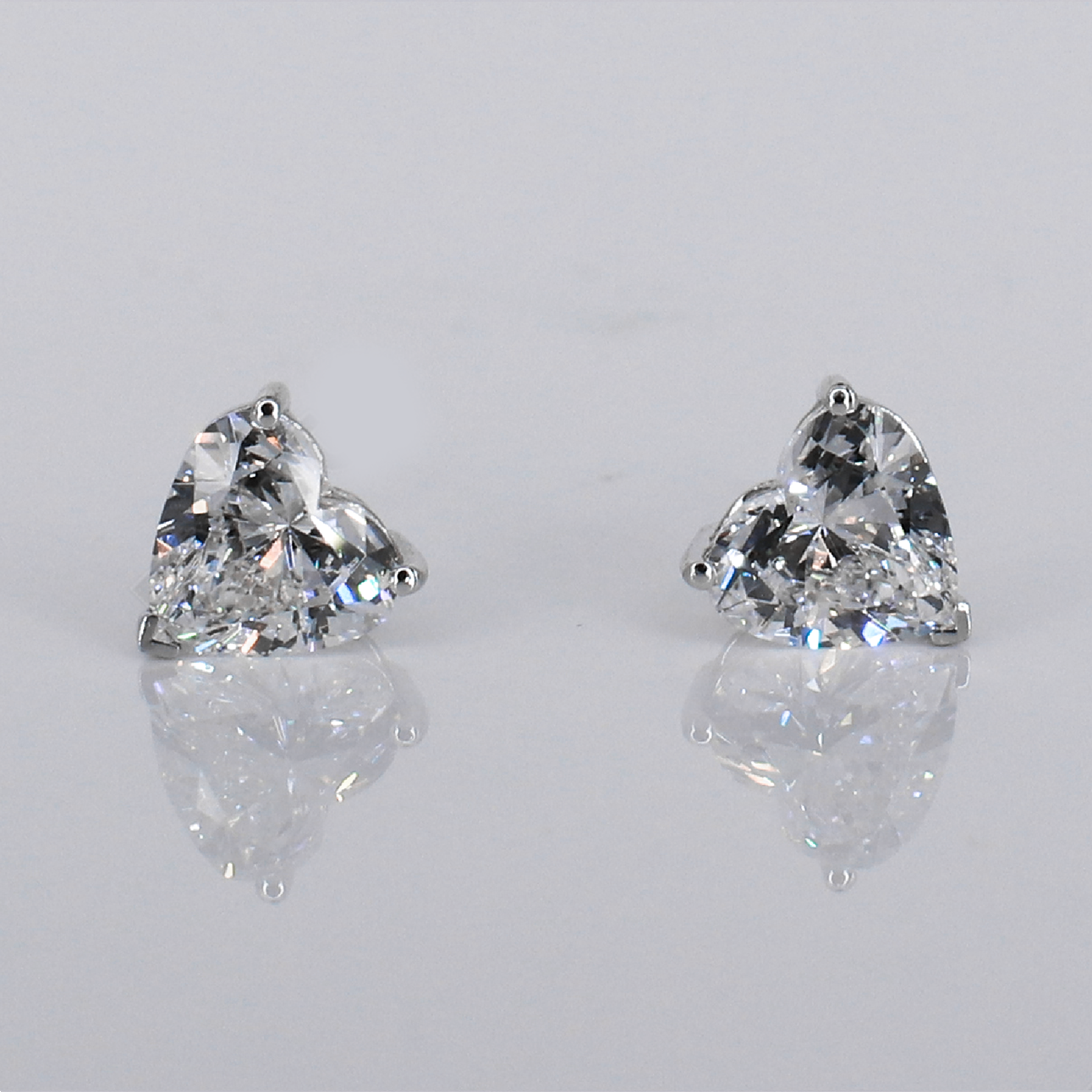 14k Solid Gold Lab Diamond Heart Brilliant 1.2ct Solitaire Earrings - 50288