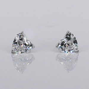 14k Solid Gold Lab Diamond Heart Brilliant 1.2ct Solitaire Earrings - 50288