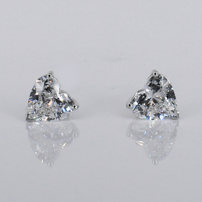14k Solid Gold Lab Diamond Heart Brilliant 1.2ct Solitaire Earrings - 50288