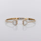 10k Solid Gold Diamond Heart Cuff Bangle - 20207