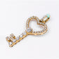 10k Solid Yellow Gold Lab Diamond Heart Key Pendant - 60562