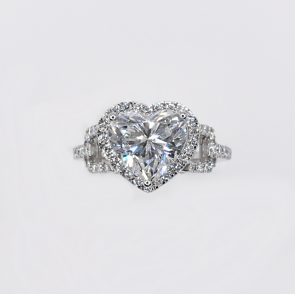 14k Solid Gold Lab Diamond Brilliant Heart Ring - 30342