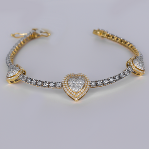 10k Gold Diamond Heart Tennis Bracelet - 20244