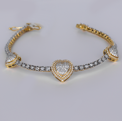 10k Gold Diamond Heart Tennis Bracelet - 20244