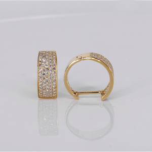 14k Solid Gold Diamond 15mm Hoop Earrings - 50304
