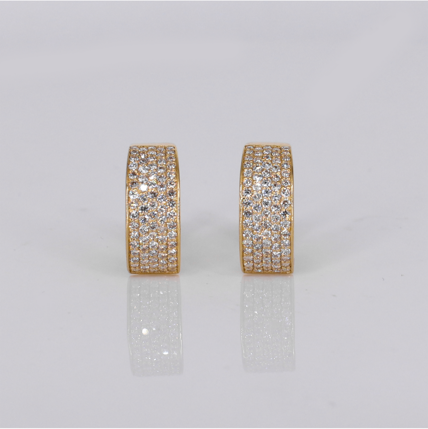 14k Solid Gold Diamond 15mm Hoop Earrings - 50304