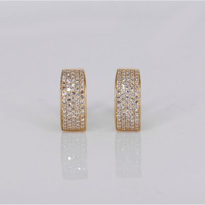 14k Solid Gold Diamond 15mm Hoop Earrings - 50304