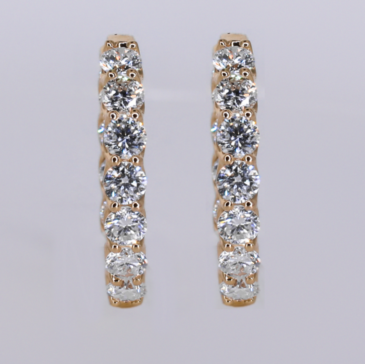 14k Solid Gold VVS Lab Diamond Hoop Earrings - 50356