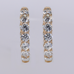 14k Solid Gold VVS Lab Diamond Hoop Earrings - 50356
