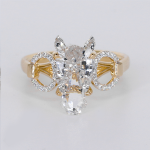 14k Solid Gold Lab Diamond Horse Ring - 30387