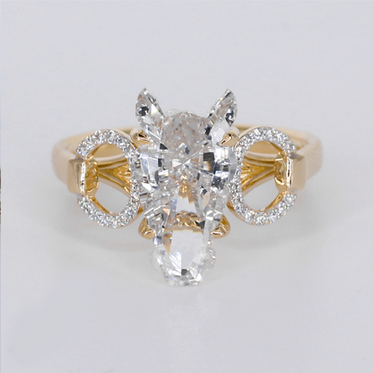 14k Solid Gold Lab Diamond Horse Ring - 30387